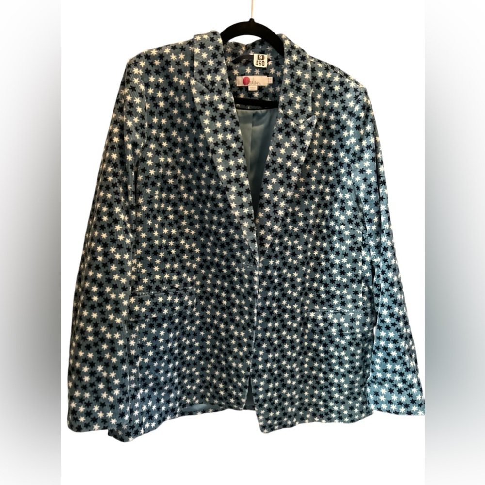 Boden Women Blue Star Corduroy Blazer Jacket Size 16 R Button Up Preppy